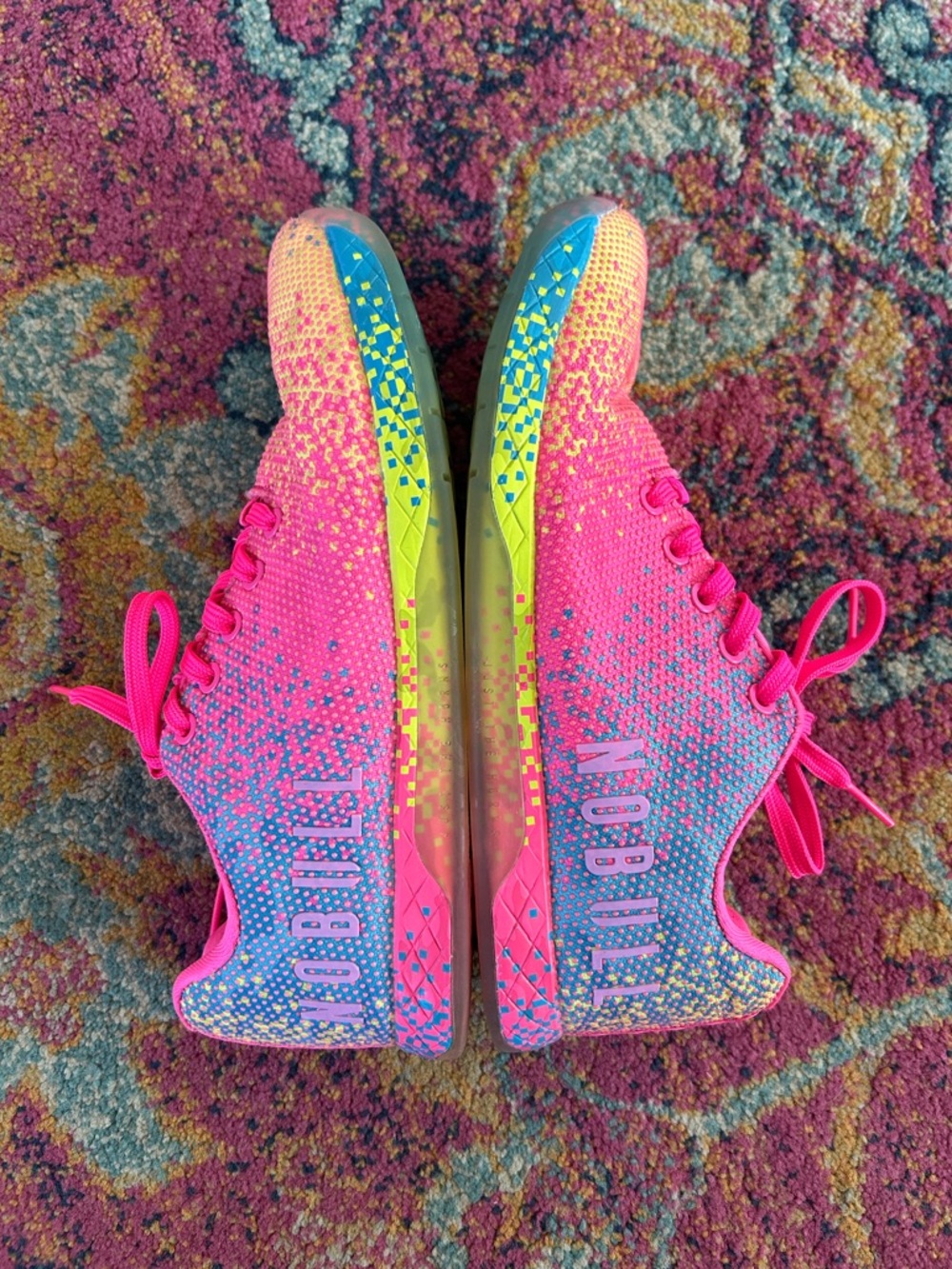 NOBULL | Unisex Bright Pink/Rainbow Glitch Training Shoe Pink Laces Mens 8.5 W10 - Picture 10 of 16